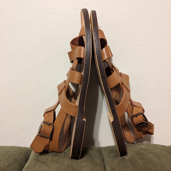 Zara Genuine Tan leather Gladiator Strappy Sandals size 8 - Picture 9 of 12